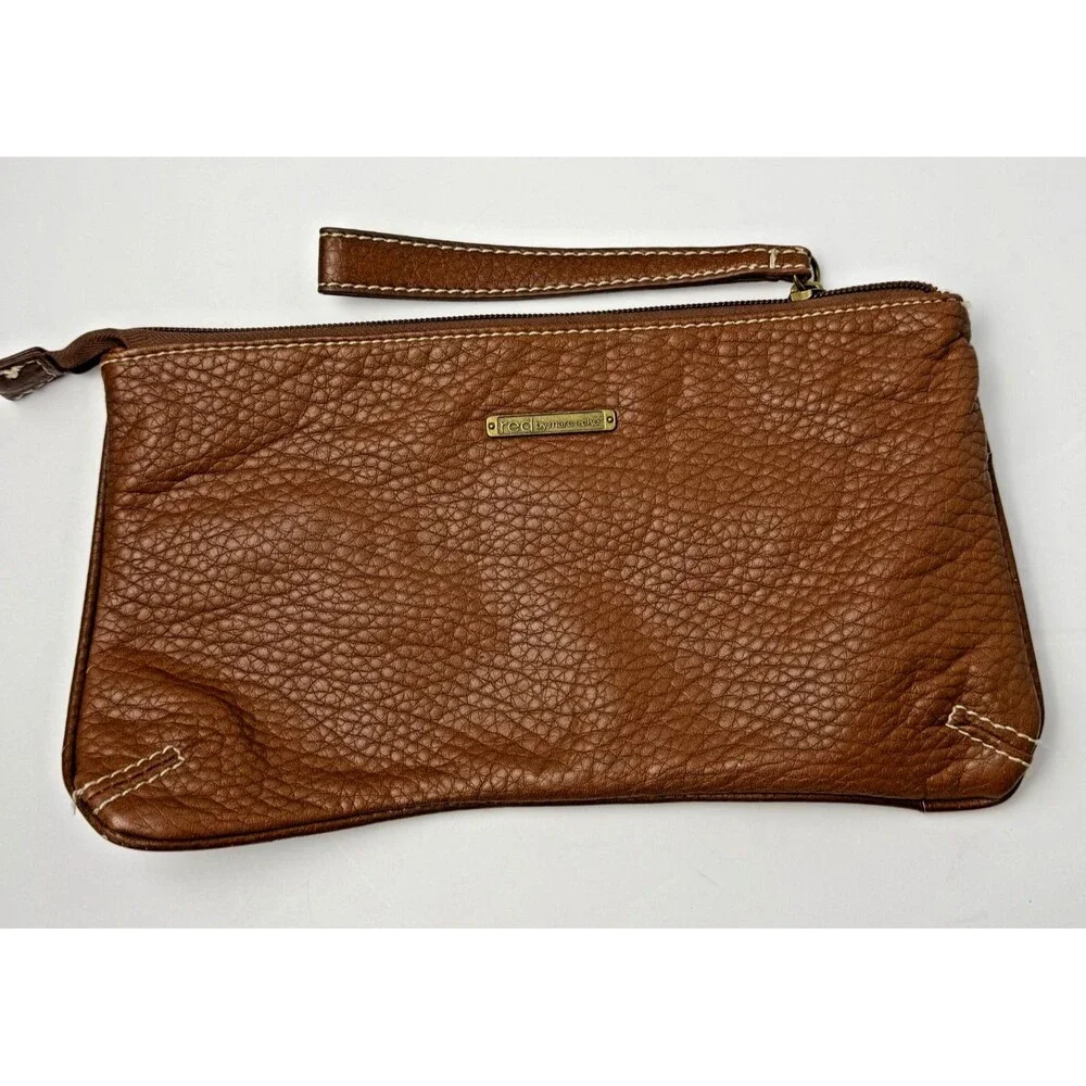 Red by Marc Ecko Bag Brown Pebbled Texture Stud Wristlet Clutch Urban Streetwear